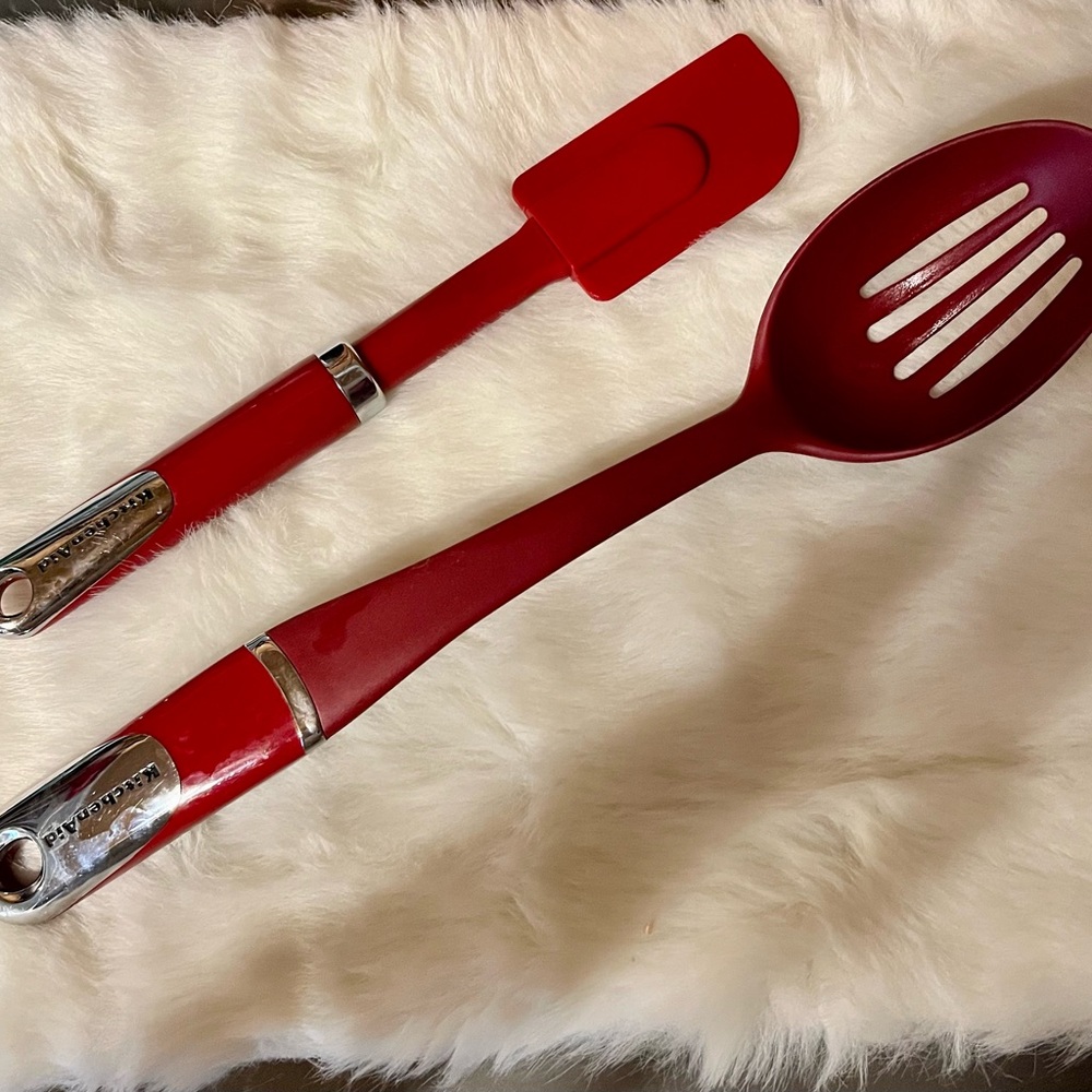Choice of KitchenAid Red Cooking Utensils Spatula or Slotted Spoon